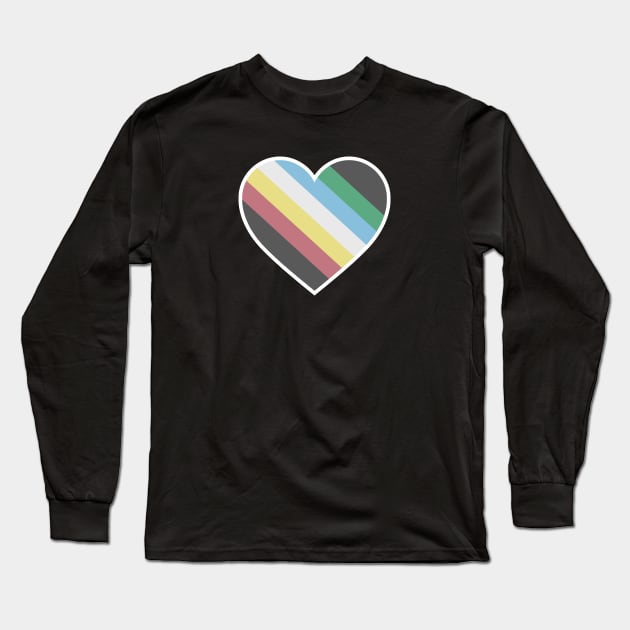 Disability Pride Heart Long Sleeve T-Shirt by Purple Bloom Studio